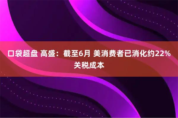 口袋超盘 高盛：截至6月 美消费者已消化约22%关税成本
