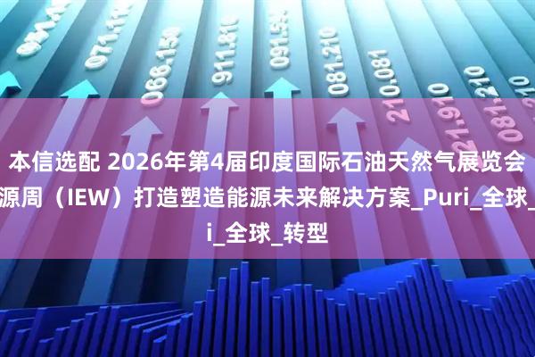 本信选配 2026年第4届印度国际石油天然气展览会暨能源周（IEW）打造塑造能源未来解决方案_Puri_全球_转型